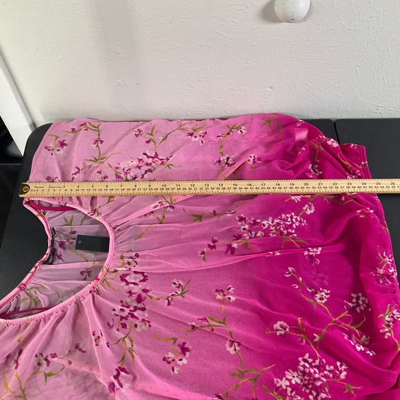 Apt‎ 9 Pink Floral Ombre Poncho Top Women's Size L Blouse Overlay Sheer Flowy - Picture 13 of 14